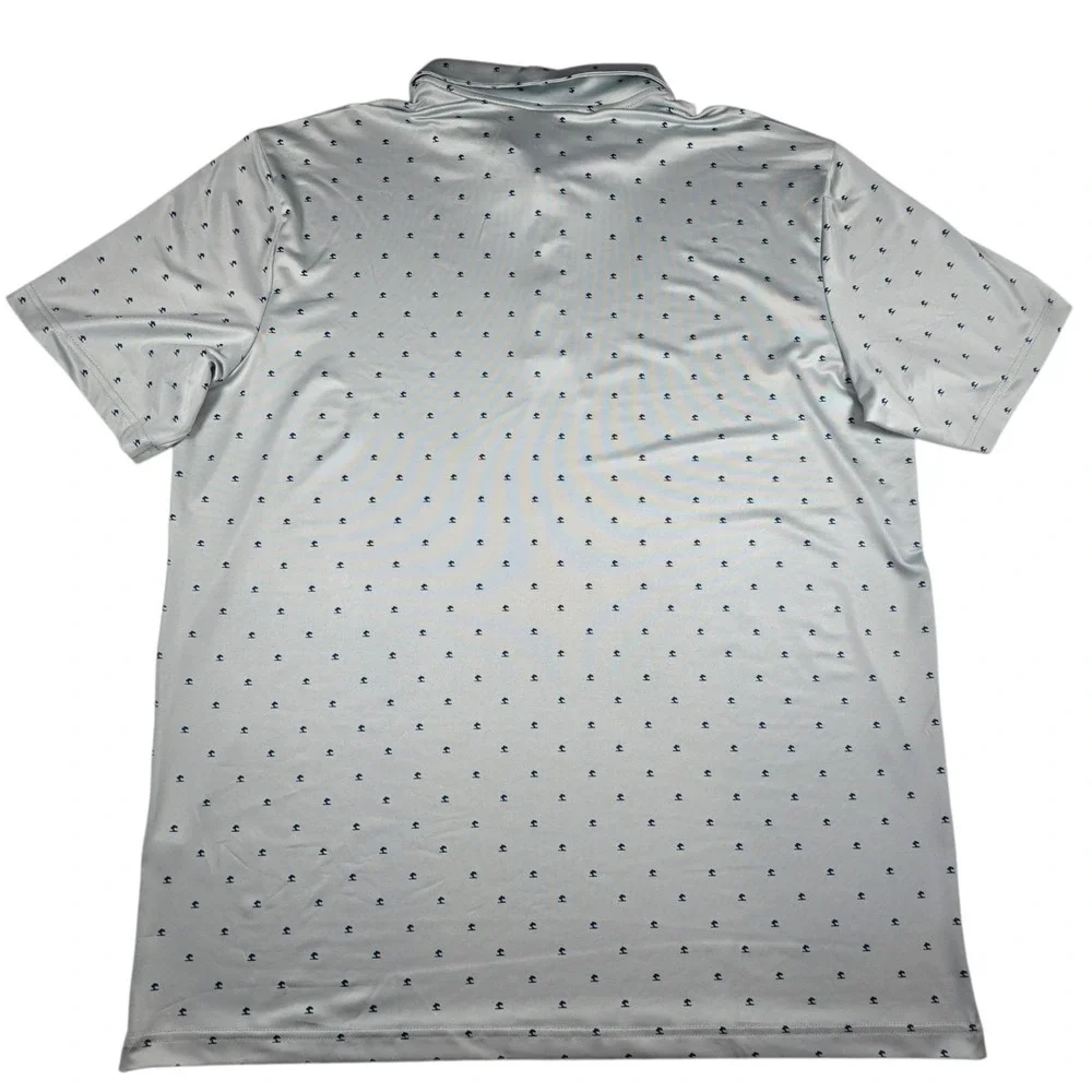 Adidas Palmetto Print AOP Silver Navy UPF50 Performance Golf Polo- Men's Size XL